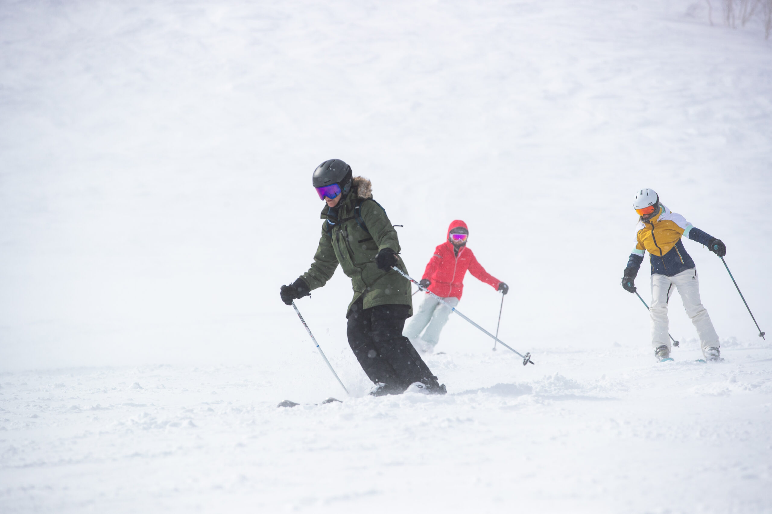 The ladies skiing together in a group